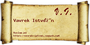 Vavrek István névjegykártya